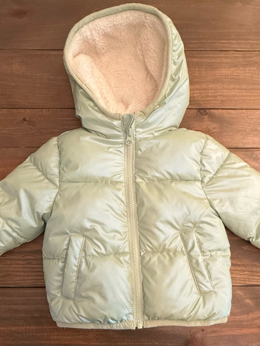 Swiss Tech Kids Light Mint Green and Cream Fleece-Lined Jacket